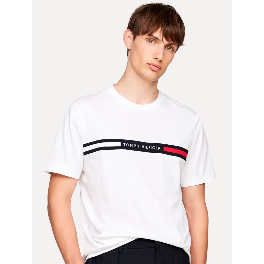 Camiseta Tommy Hilfiger Original Masculina Chest Insert Logo Branca