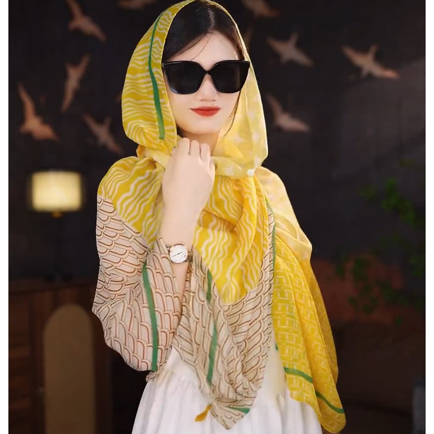 Retro estilo étnico protetor solar xale Yunnan Qinghai pradaria viagem usar lenço de seda lenço fino dupla utilização Xi