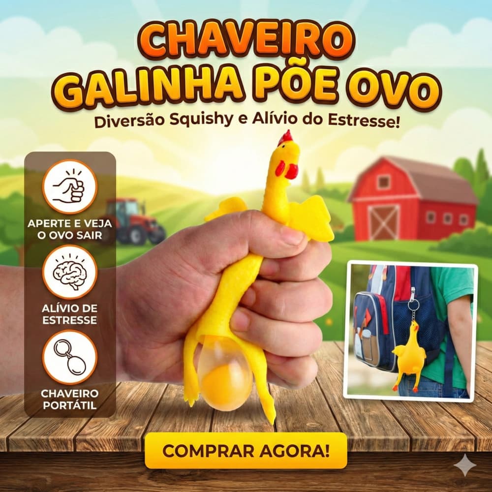 Chaveiro Squish Fidget Toy Galinha De Apertar Ovo Antistress
