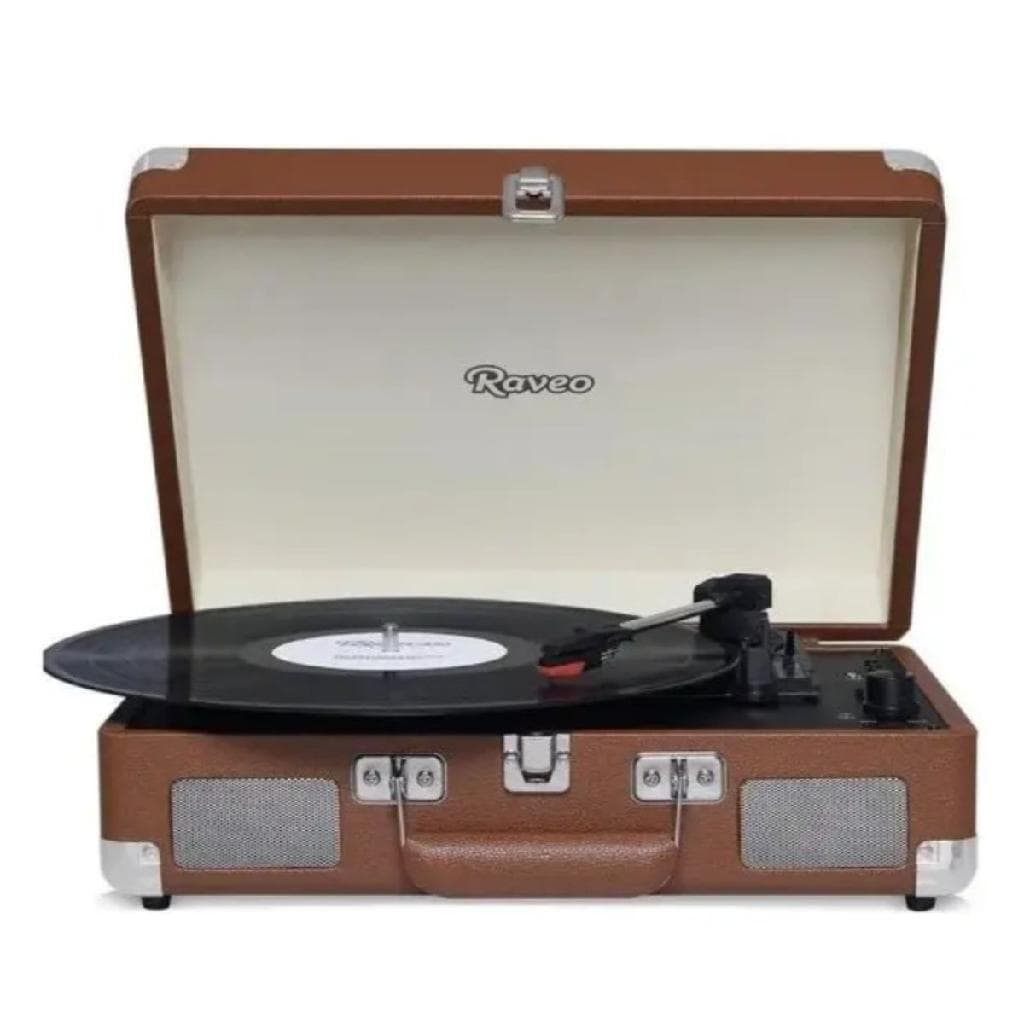 Vitrola Raveo Sonetto Chrome Marrom Bluetooth USB Toca Discos 33/45/78 RPM Retrô Vintage