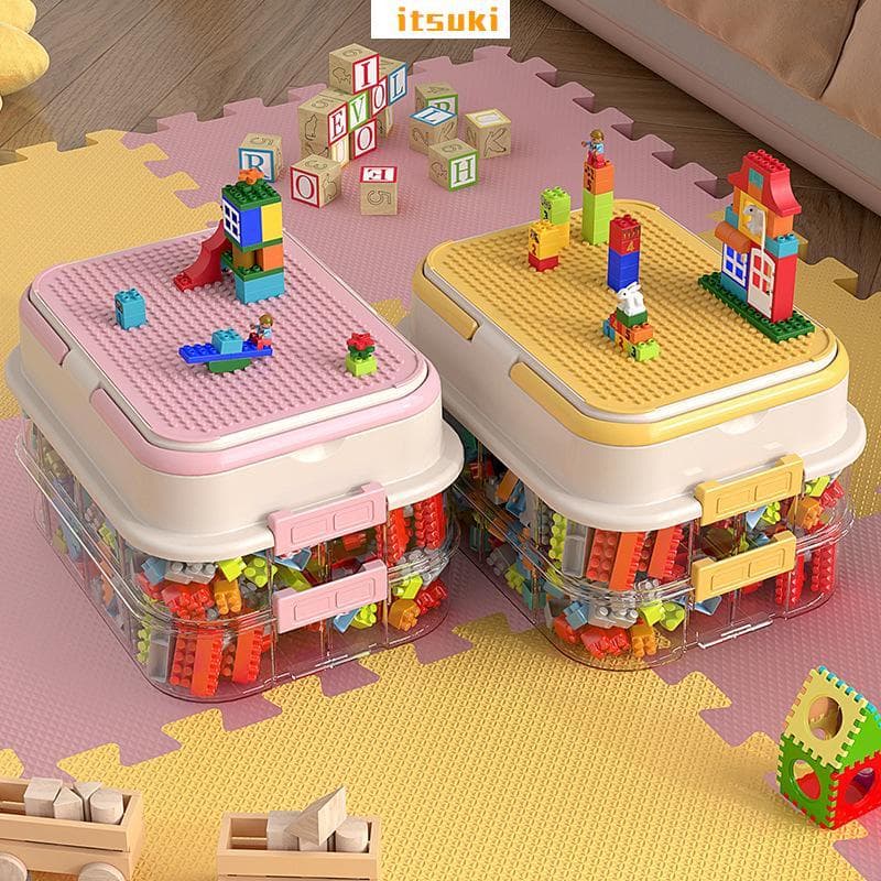 Caixa organizadora para mini peças legos, com divisória, lançamento de 2026. Ideal para guardar brinquedos infantis.