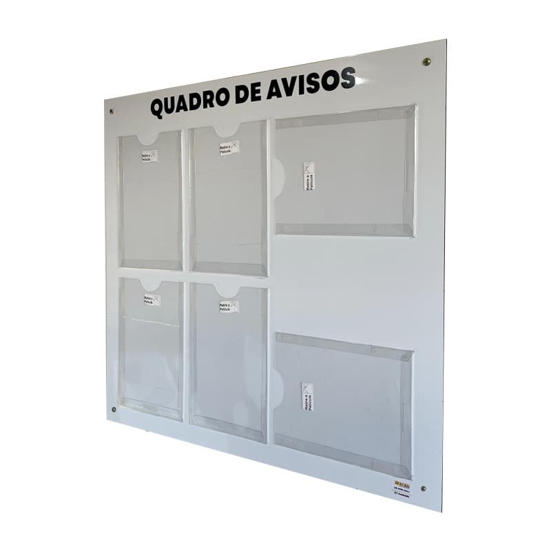 Quadro De Aviso Horizontal Gestão 6 Displays A4 Acm Branco
