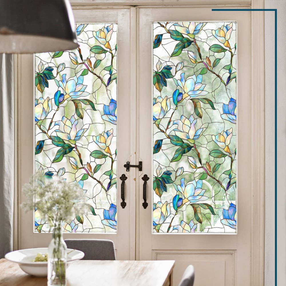 Decalques De Vitral De Flores Removíveis Adesivos Estáticos Florais Decorativos Janela Decoração De Casa