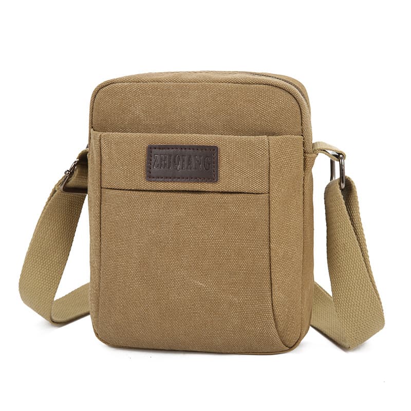 Bolsa de ombro masculina de lona, Casual, simples, mensageiro, meia-idade, idosos, bolsa de ombro, multicamadas, coleção
