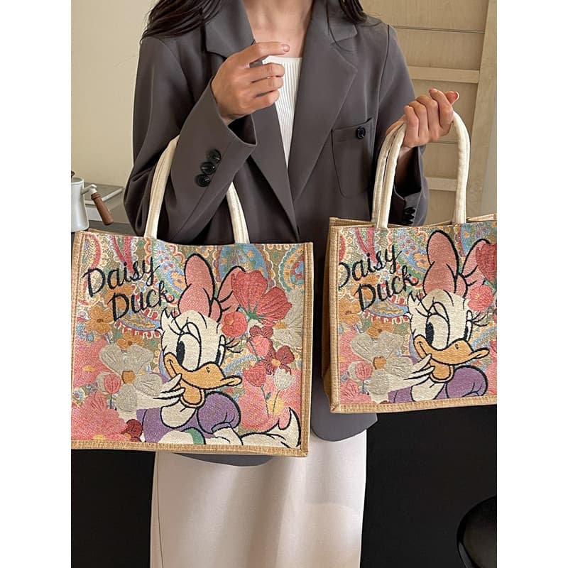 Bolsa de lona feminina bolsa 2026 novo estilo grande capacidade bolsa de linho feminina ins trabalho Commuter sacola