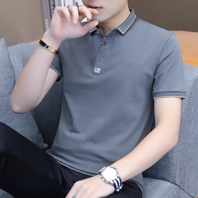 Camisa polo Casual de negócios masculina High-End sensação legal puro algodão manga curta camiseta lapela na moda roupas