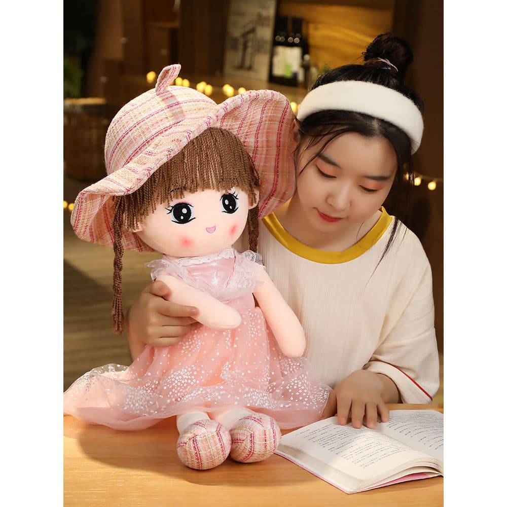 Bonito menina boneca Ragdoll boneca de pelúcia bebê dormir travesseiro crianças boneca presente aniversário menina