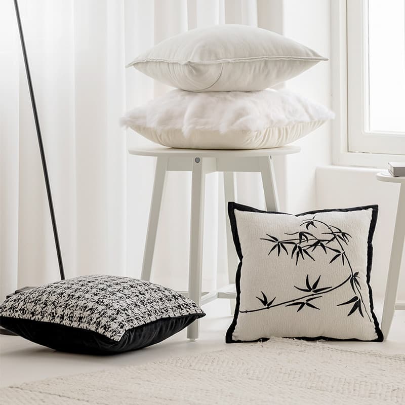 Estilo chinês estilo chinês tinta bambu quadrado travesseiro luz luxo francês fronha modelo sala de estar sofá almofada