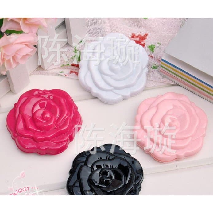 Espelho Mágico Dobrável Anna, Estilo Vintage Europeu e Americano, Luxuoso, com Flor de Rosa Retrô, Espelho de Dupla Face