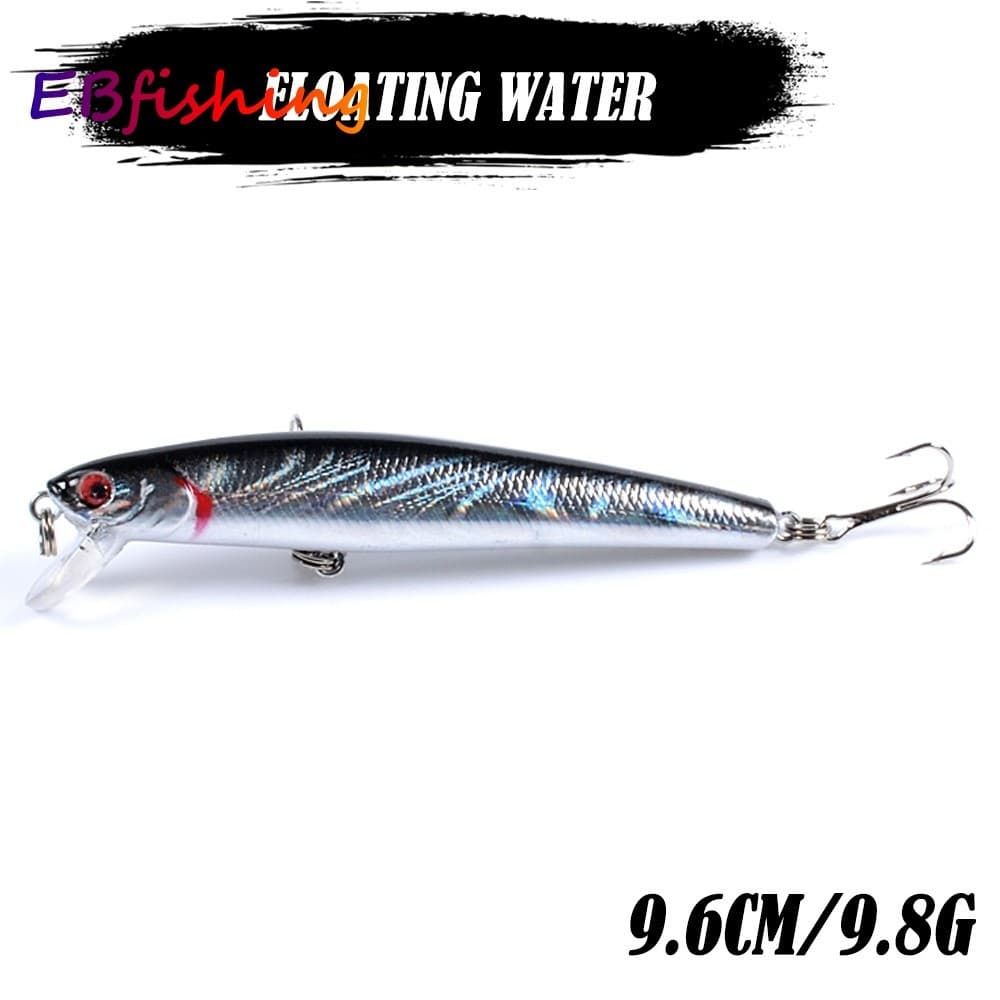 9.6cm/9.8g Isca De Pesca Minnow Para Robalo Truta Salmão Água Salgada Minno De Doce