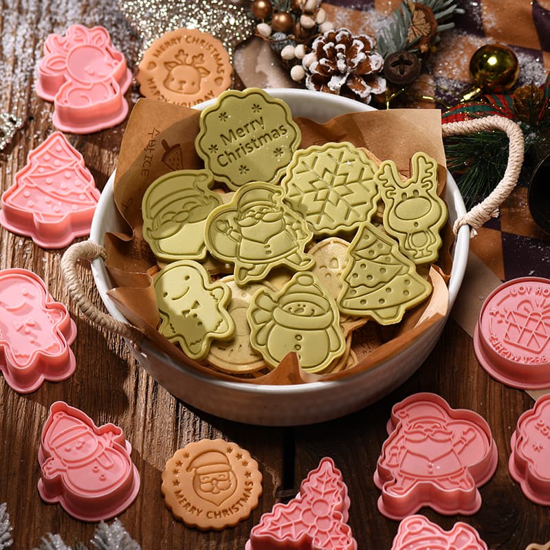 Natal dos desenhos animados molde de biscoito doméstico diy ferramenta de cozimento 3d imprensa tridimensional Fondant a