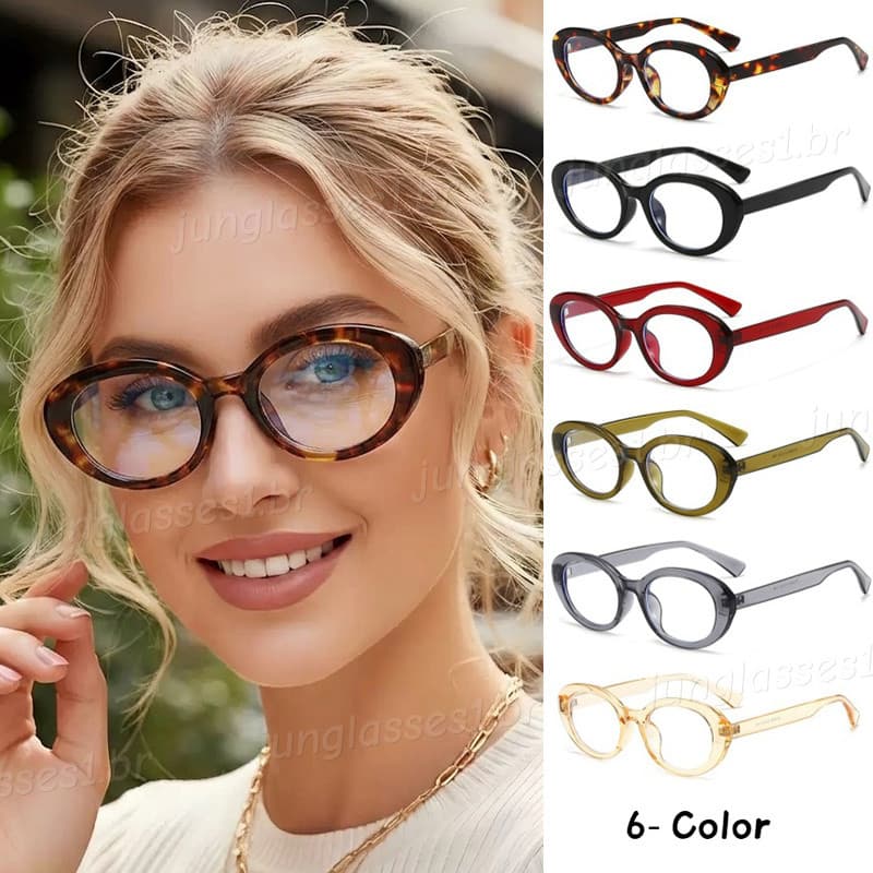 Moda Coreana Nova Armação Pequeno Olho De Gato Oval Anti-Azul Óculos De Luz Para Mulheres Homens Retro Radiação