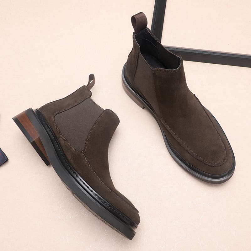 Estilo europeu americano Chelsea botas masculinas casuais versão coreana Nubuck couro sapatos de alta qualidade britânic