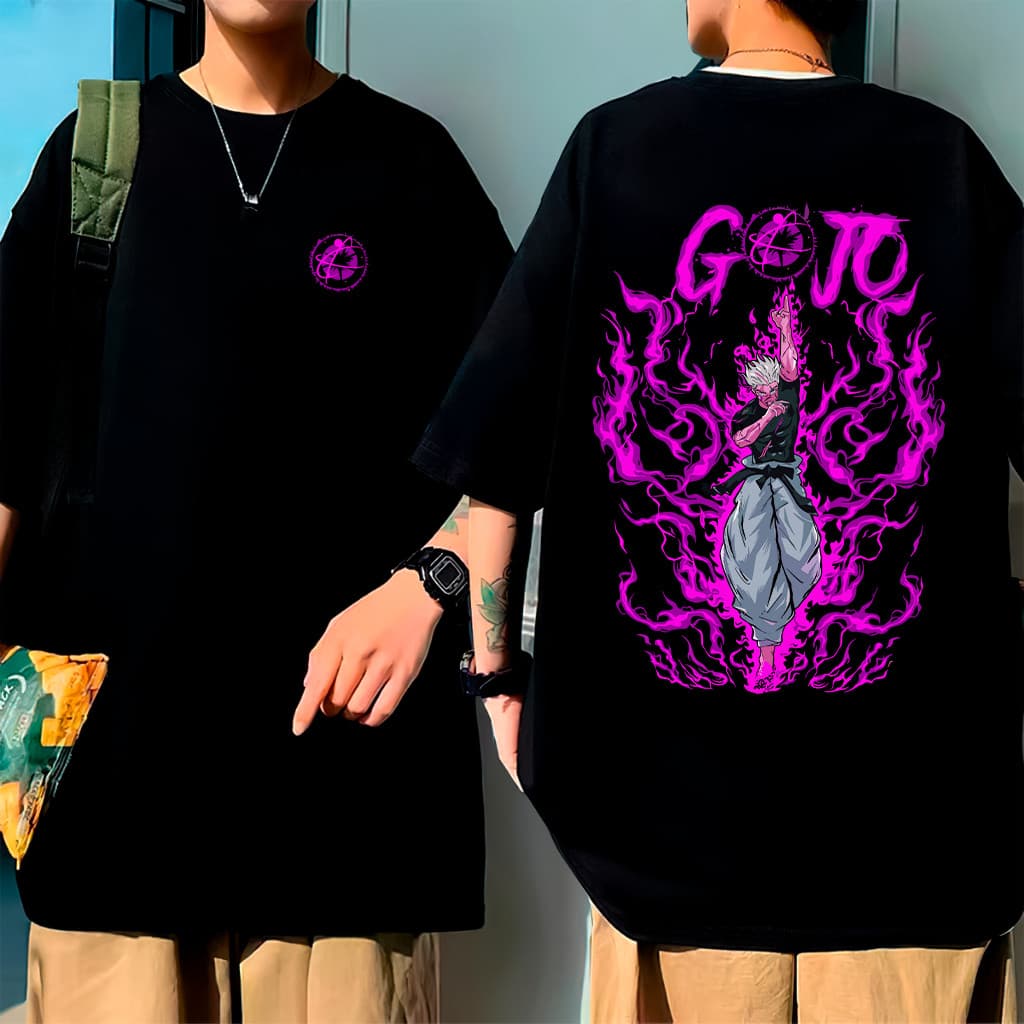 Camiseta Overszied Anime Satoru Gojo Jujutsu Kaisen Camisa Unissex Algodão