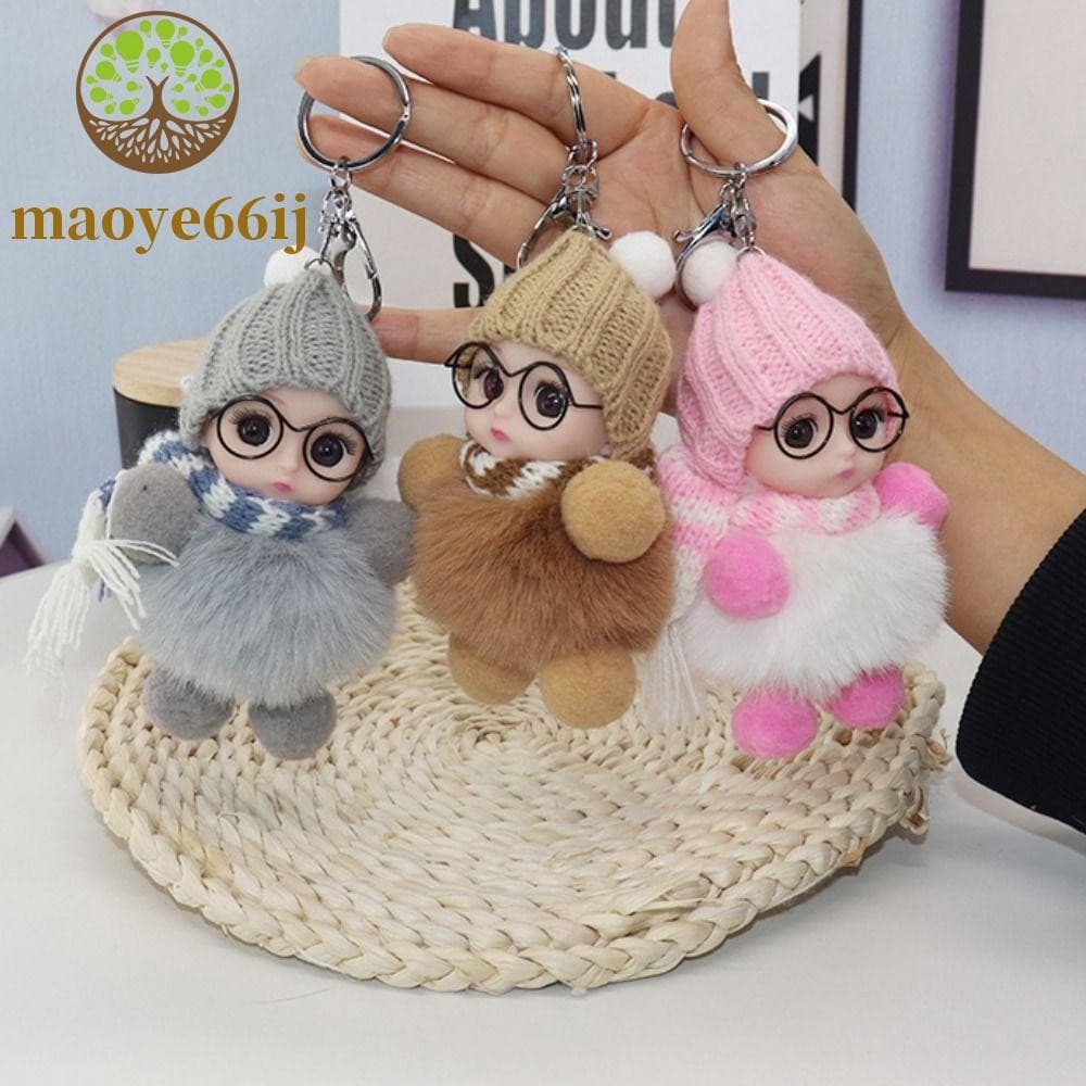 Chaveiro Pompom MAOYE66 , De Bola De Pele Com Pingente Pendurado De Coelho Boneca Fofa De Vidro De Olho