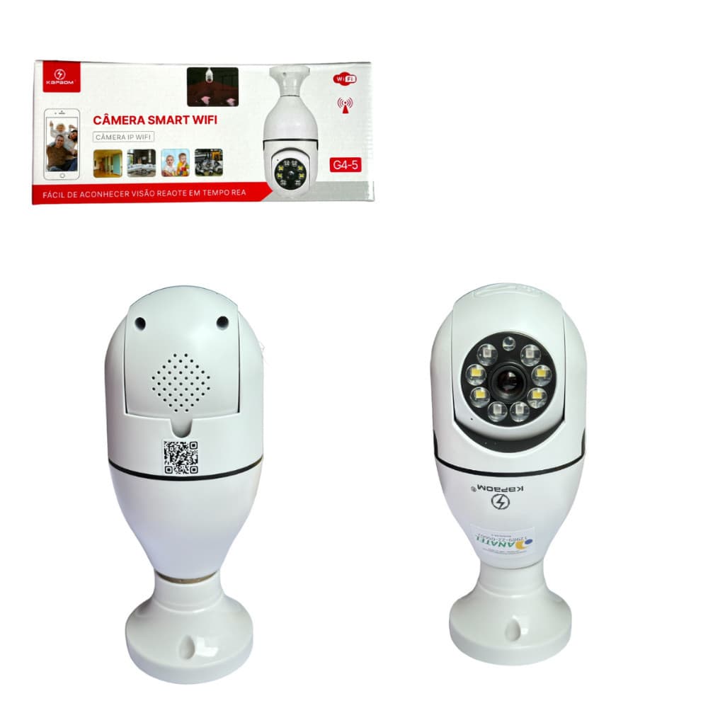 Câmera Lâmpada MONITORAMENTO ESPIA 1080P FULL HD  Wifi COM Audio E Foto VISÃO NOTURNA INFRAVERMELHO KAPBOM G4-5