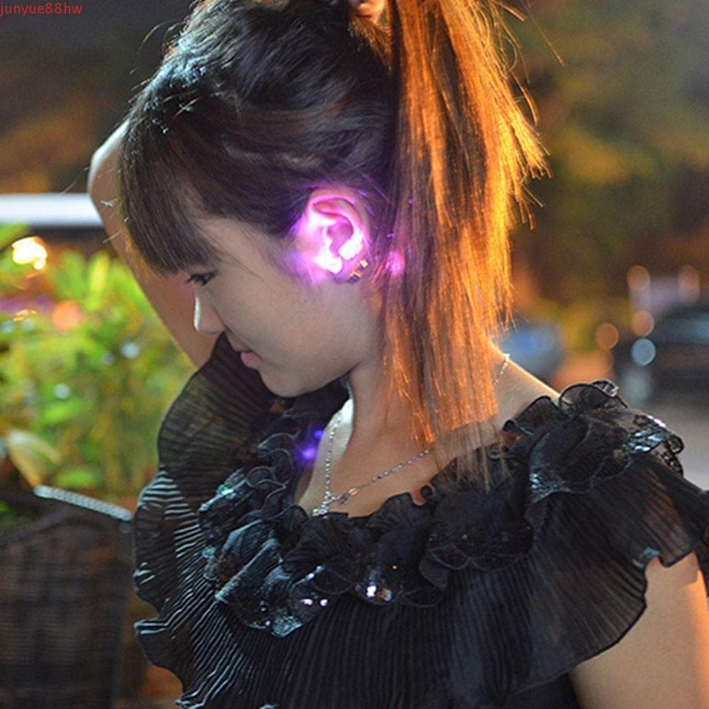 JUNYUE Brincos Brilhantes Personalidade Strass Piscando Masculinos De Diamante Luminoso LED