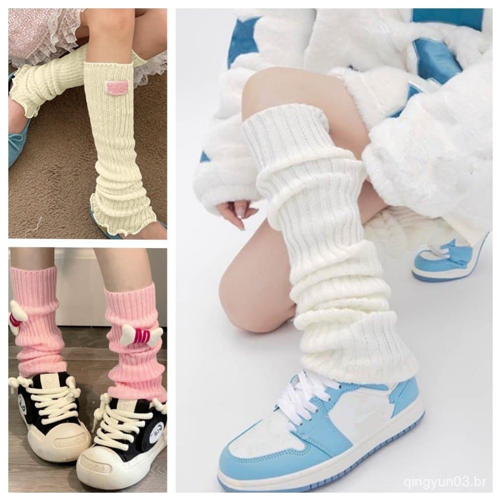 JTN Meias Longas Pernas Femininas De Inverno De Outono Aquecedores De Pés De Malha De Crochê NW