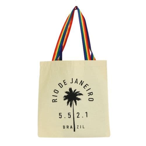 Bolsa Ecobag 100% Algodão  Feminina Arco-Íris “55 21” Sacola Ecológica Resistente