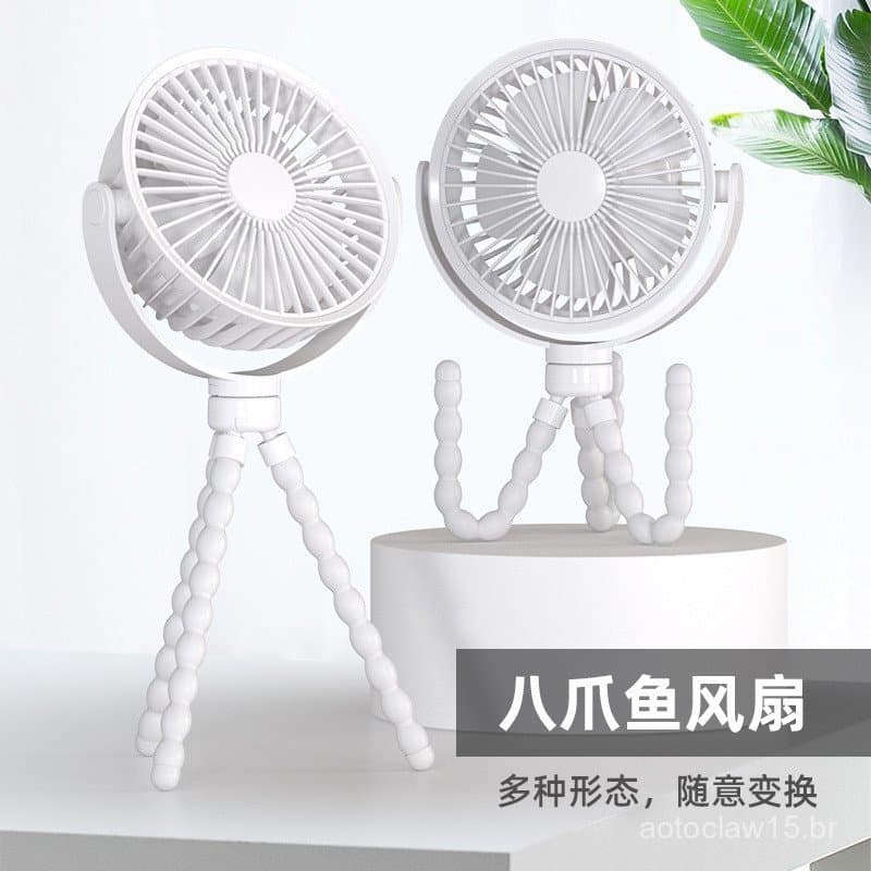Ventilador de tripé USB recarregável, duradouro, portátil, para uso em mesa ou ao ar livre, com suporte tipo polvo, mini