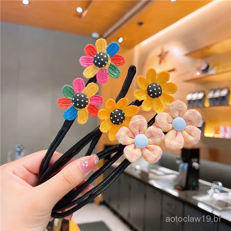Ferramenta de Estilização de Cabelo Infantil com Flores, Acessório de Cabelo para Coque de Meninas, Ferramenta Mágica pa