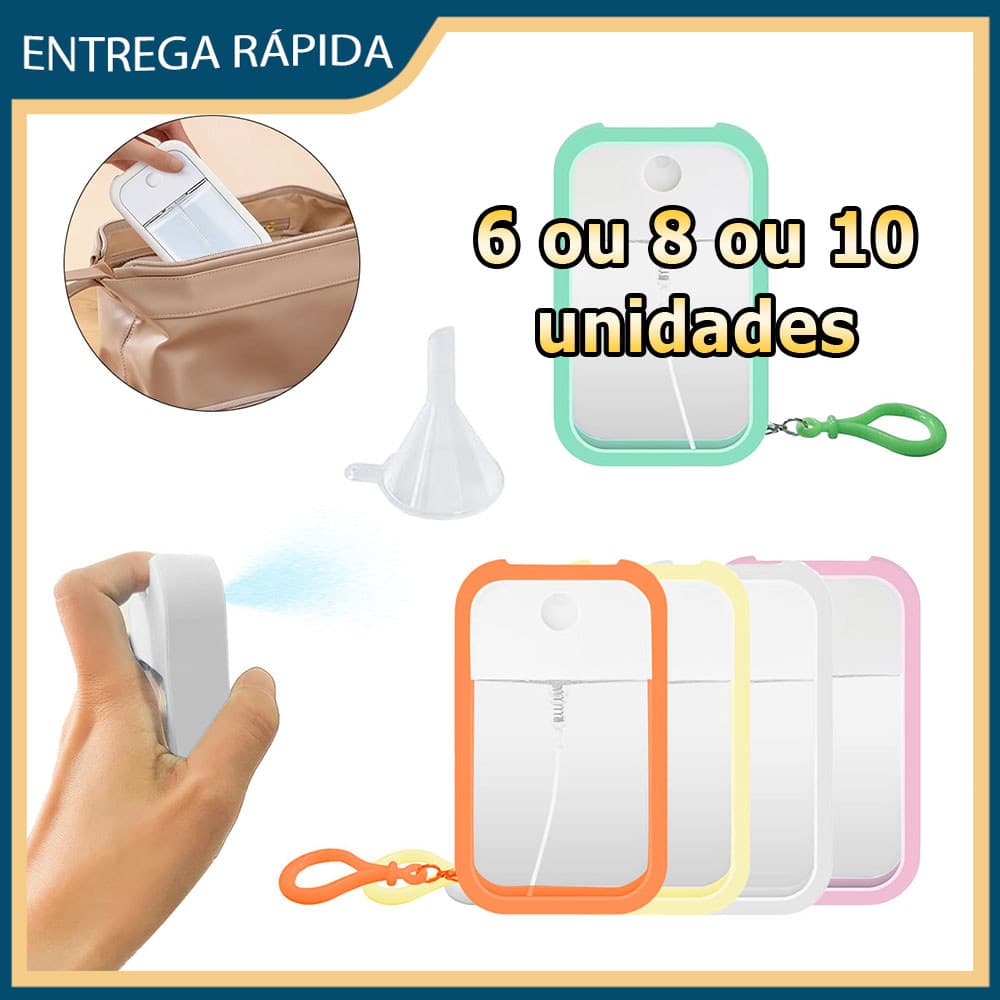 Kit 6/8/10 Frasco spray portátil para perfume 50 ml mini reutilizável frasco spray tipo cartão com gancho