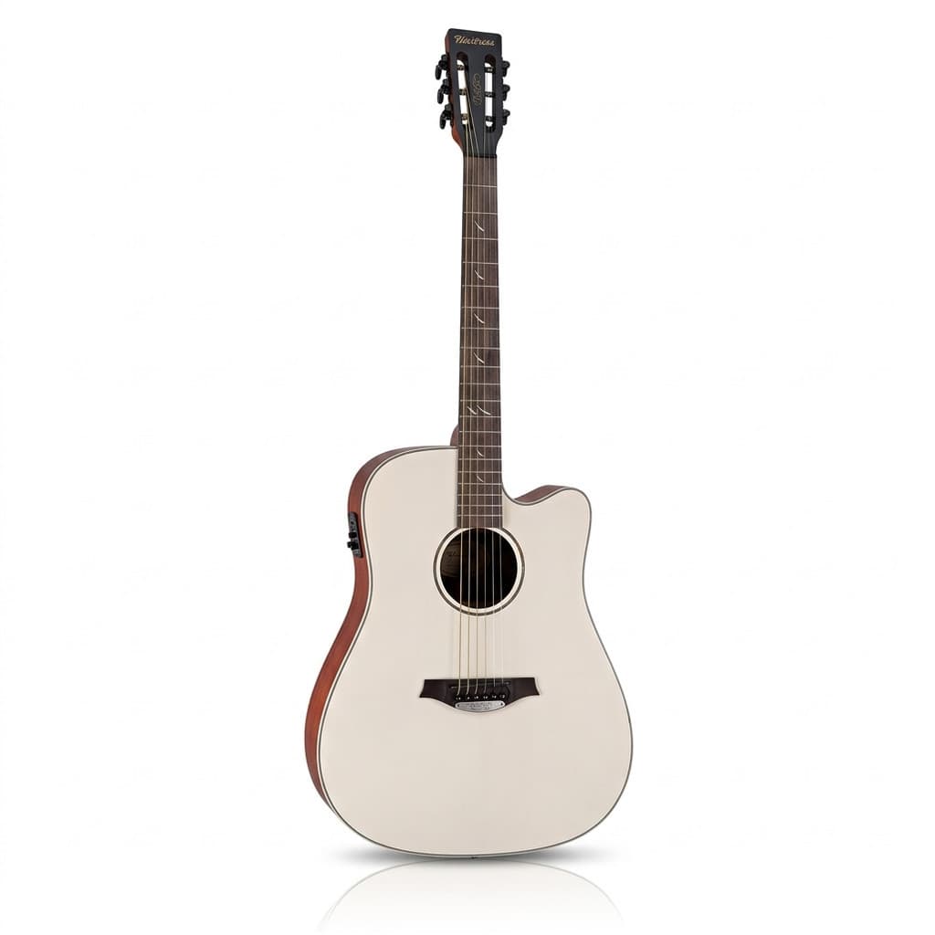 Violão Eletroacústico Aço Waldman Blastone DCEX-641 OWT Branco Com Afinador Digital e Equalizador