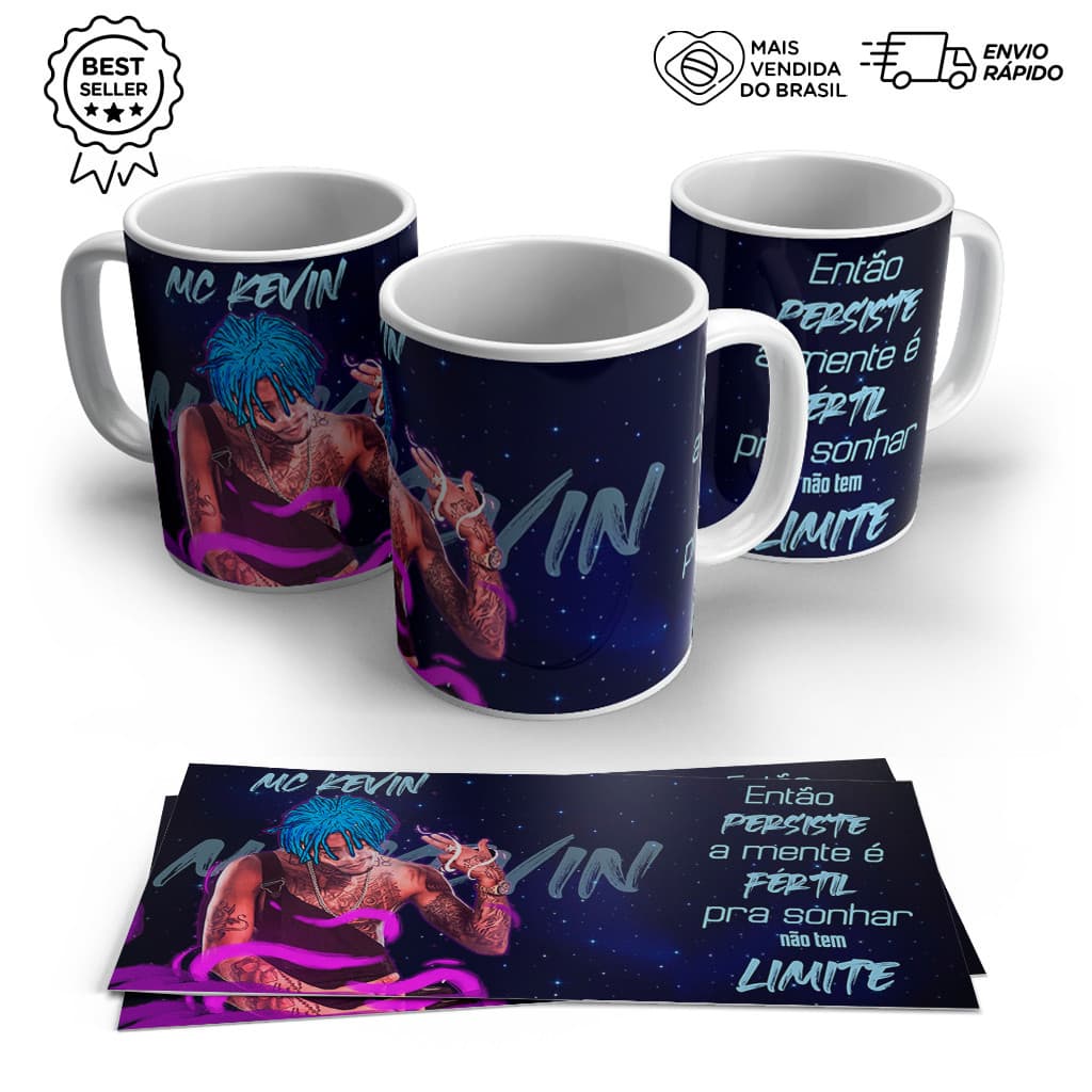 Caneca MC Kevin Personalizada Porcelana 325ml Presente Fã Funk