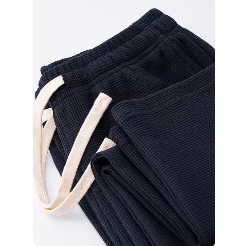 Waffle primavera verão novo estilo esportes Shorts casuais homens cor sólida Drape solto calças retas cintura elástica e