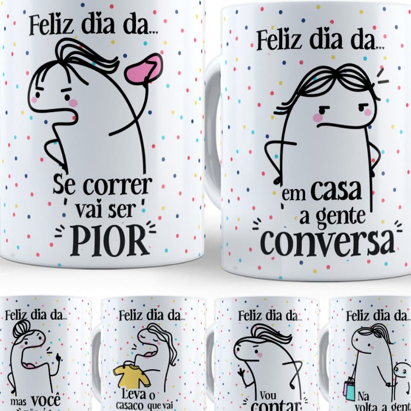 Caneca Flork Dia das Mães Personalizada Porcelana 325ml Presente