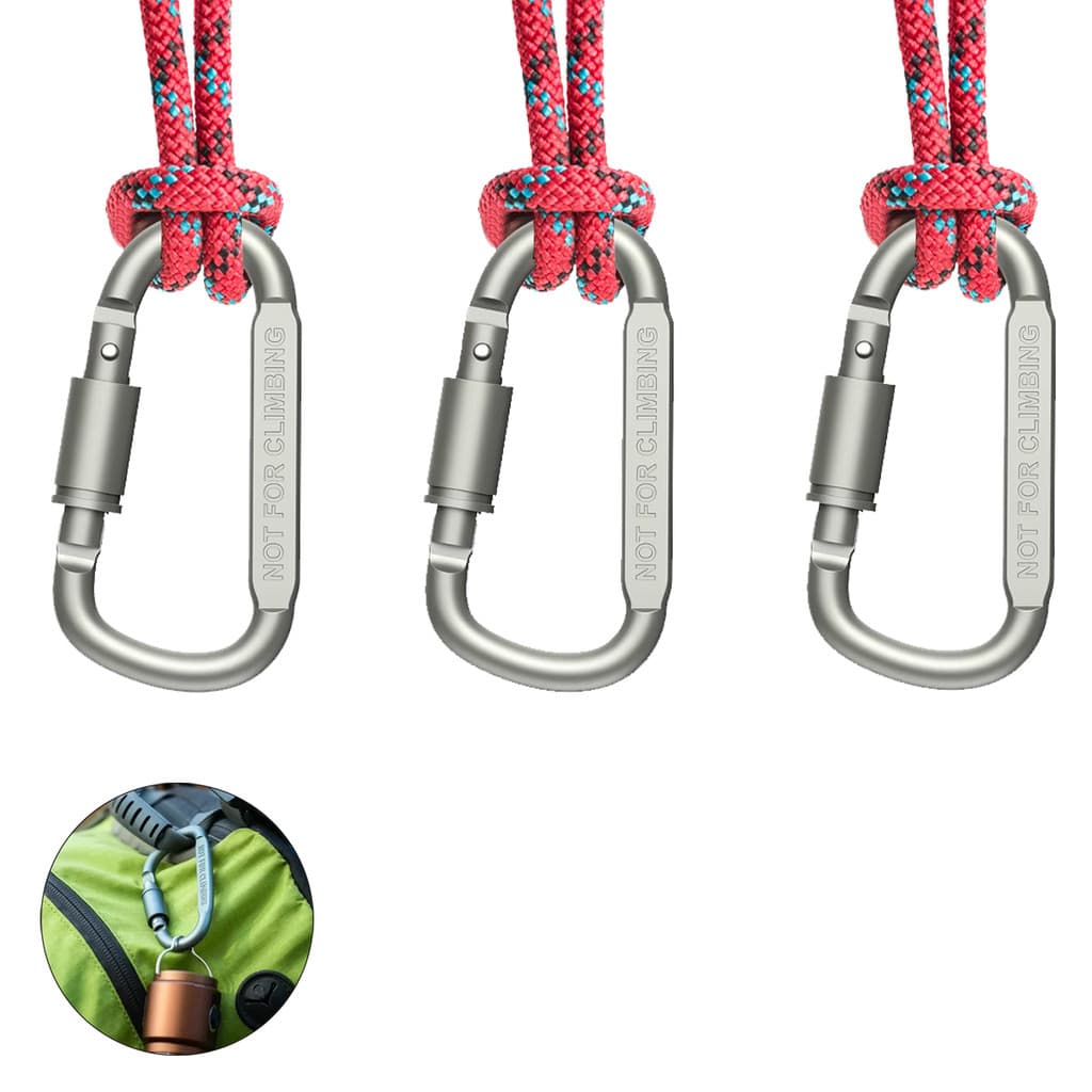 Kit Mosquetão 3 Peças Para Mochila Chaves Garrafa Camping Trilha Bike Acampamento