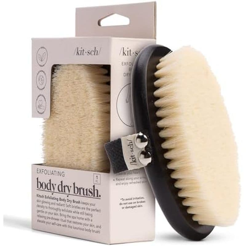 Escova Corporal Kitsch Dry Brushing Para Drenagem Linfática-De Banho Com Cerdas Macias Seca Remover Pele E Melhorar A Ci