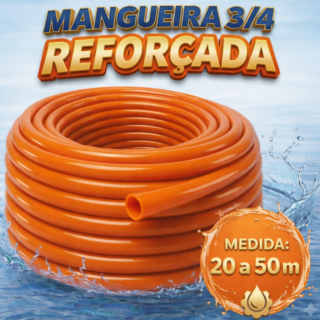 Mangueira Jardim 3/4 Laranja Reforçada Alta Pressão Silicone Flexível Irrigação Casa