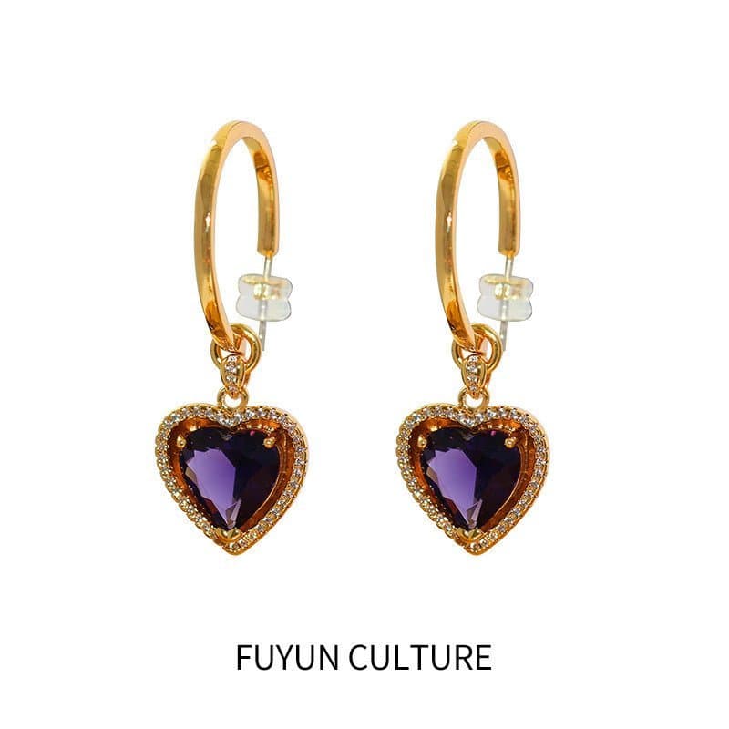 Brincos de pedras preciosas estilo europeu e americano para mulheres, estilo francês, simples e elegantes, com incrustaç