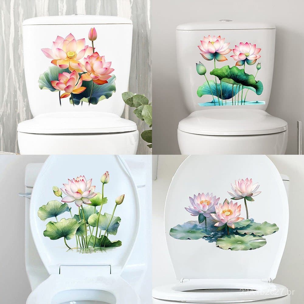 Novos adesivos autocolantes de folha e pétala de lótus do fabricante, adesivos de parede à prova d'água para decoração d
