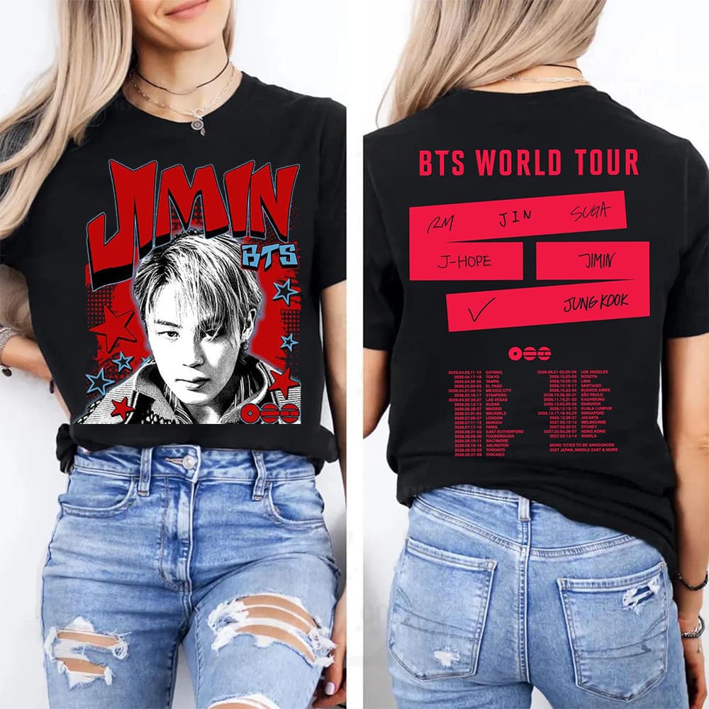 Camiseta Masculina Feminina Estampa Jimin BTS World Tour T-shirt Unissex K-pop Envio Imediato