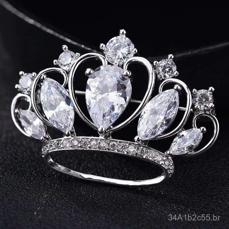 Broche de coroa com microincrustações de zircônia AAA para mulheres, acessório de vestuário de alta qualidade, broche si