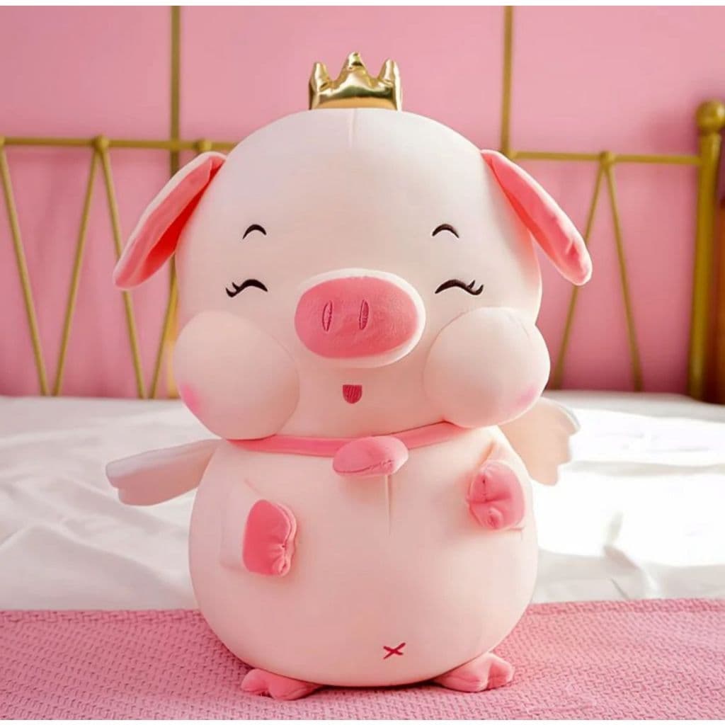 Pelúcia De Porquinho Rosa Fofo Com Coroa Presente Infantil Decoração Quarto