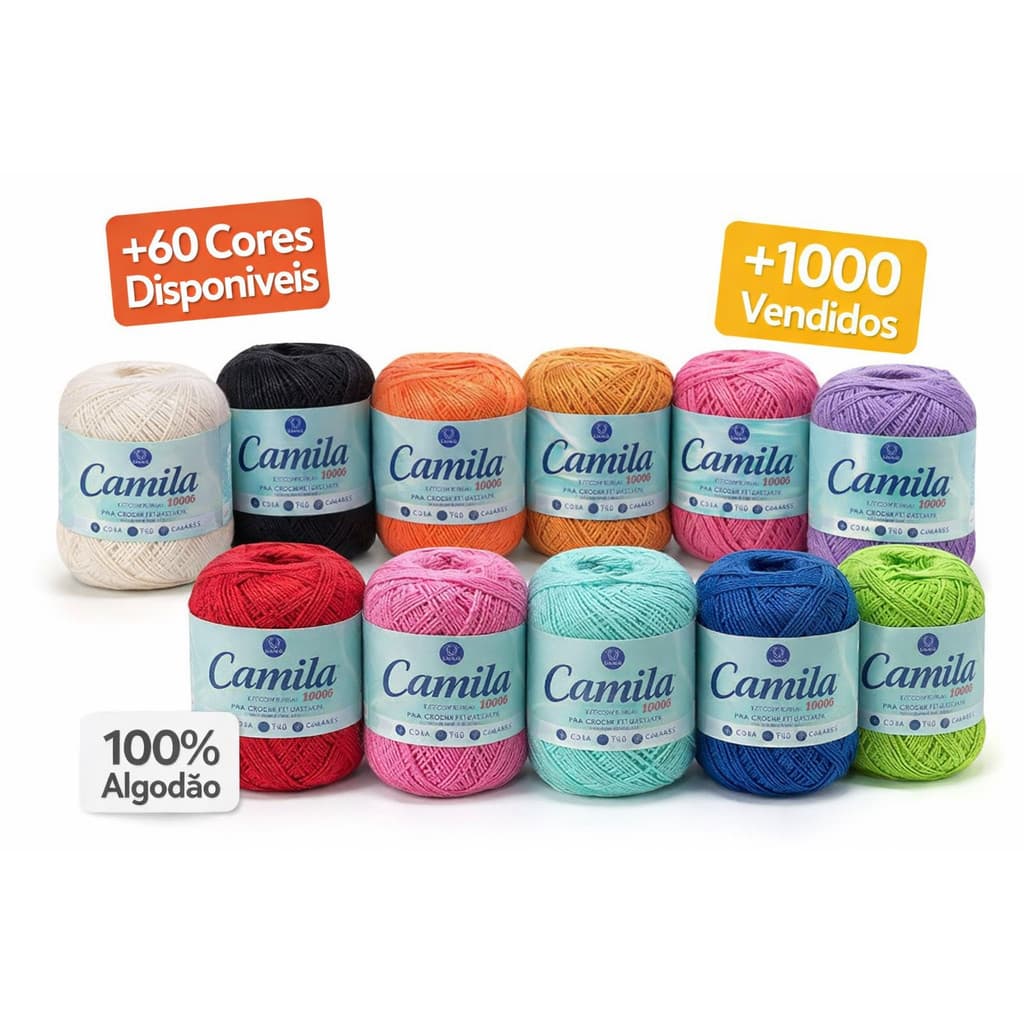 Linha Camila 1000 Tex 145 Algodão Para Crochê Tricô Amigurumi