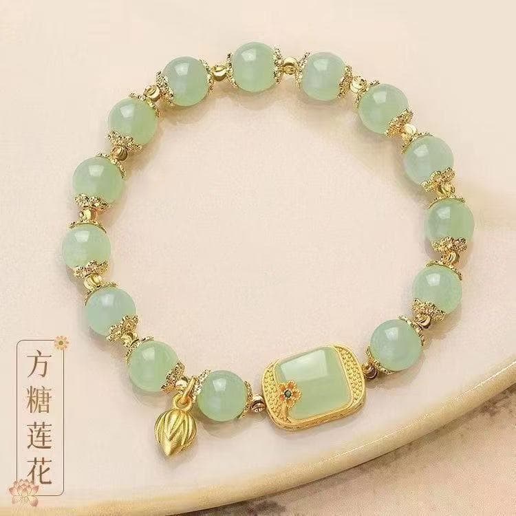 Luz de luxo nicho Design cubo açúcar lótus frisado pulseira feminina novo chinês requintado namoradas pulseira transferê