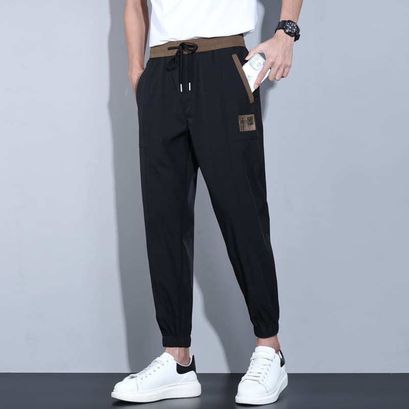 Calças de venda quente masculinas verão Ultra-fino solto Leggings casuais esportes gelo seda tornozelo comprimento calça