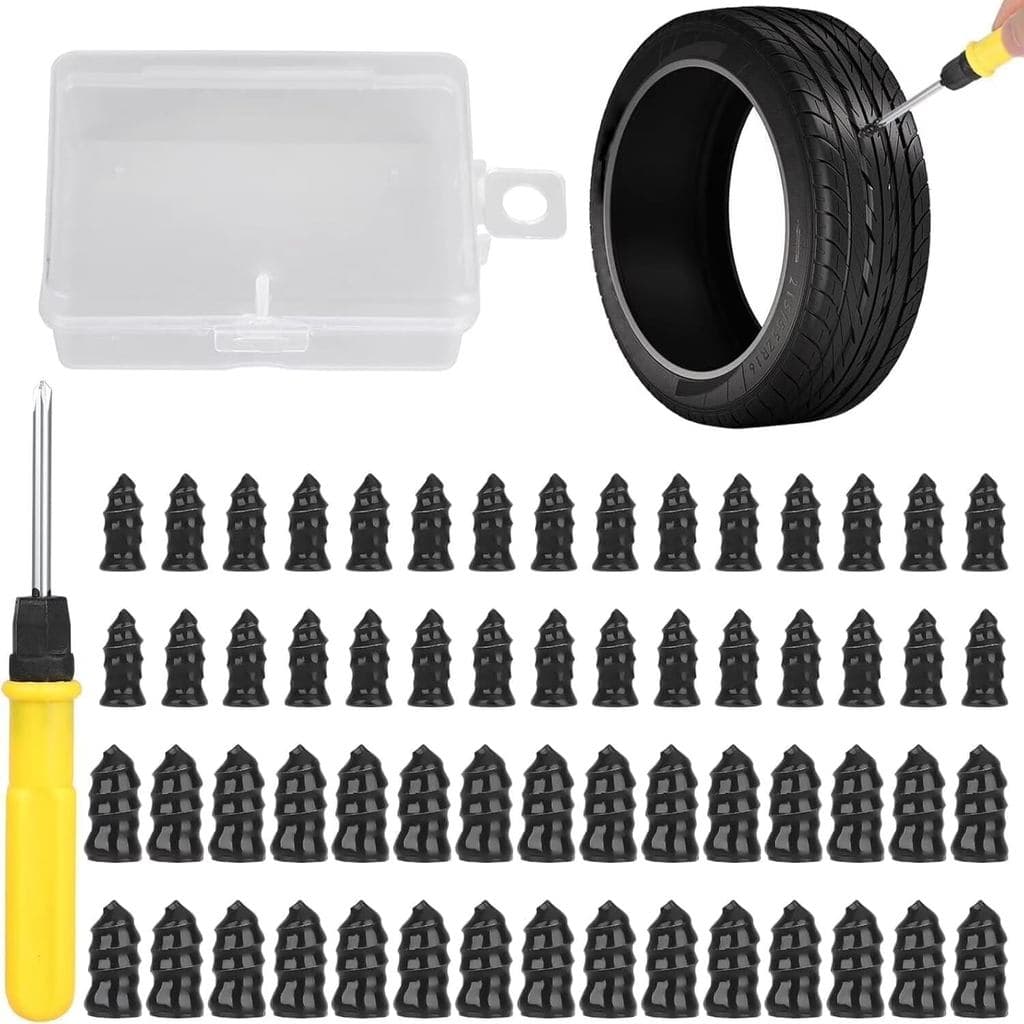 Parafusos para Reparação de Pneus Kenmiso, Pregos de Borracha para Reparação de Pneus (60 Peças)