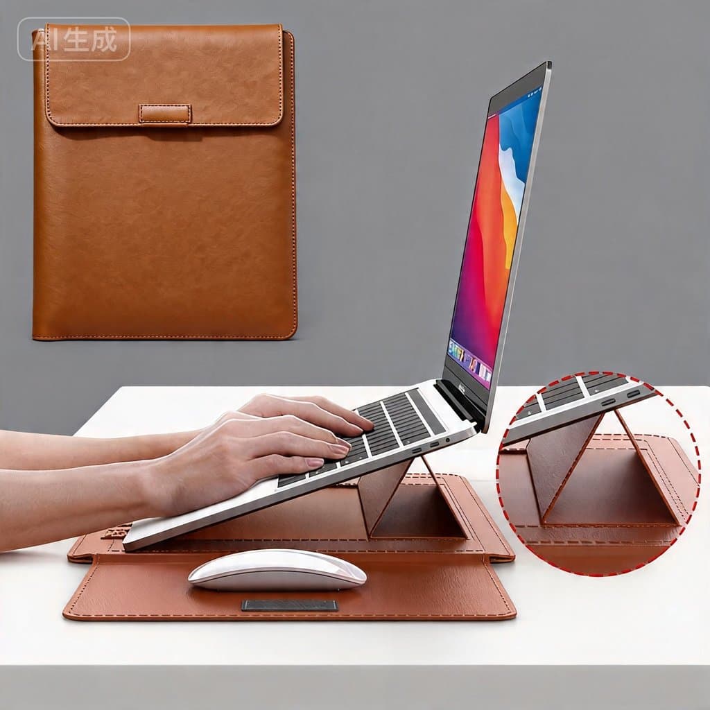 Mochila de notebook de alta qualidade com fecho magnético, couro, 13 a 16 polegadas, com suporte