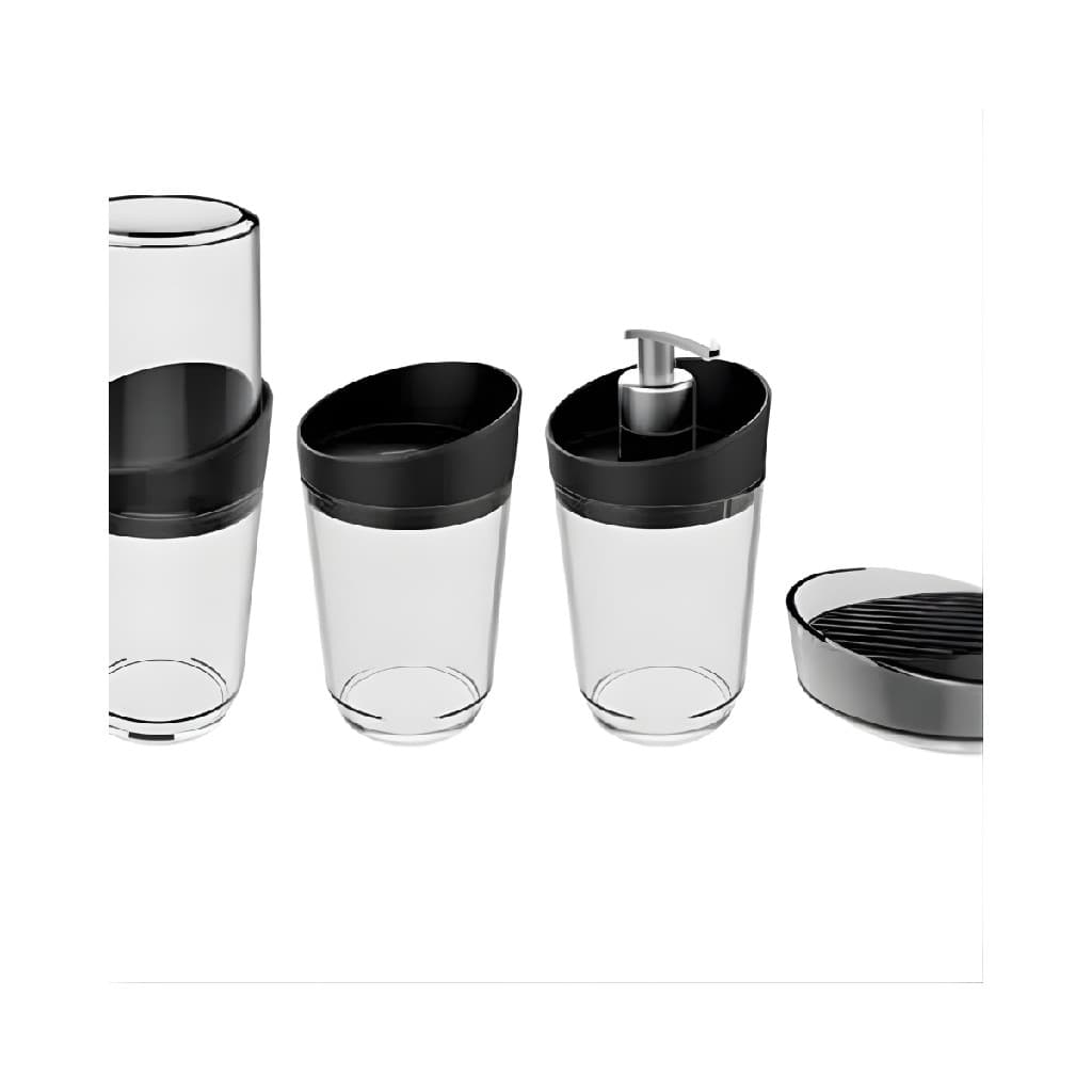 Kit Banheiro Design  4 Peças - Trasparente