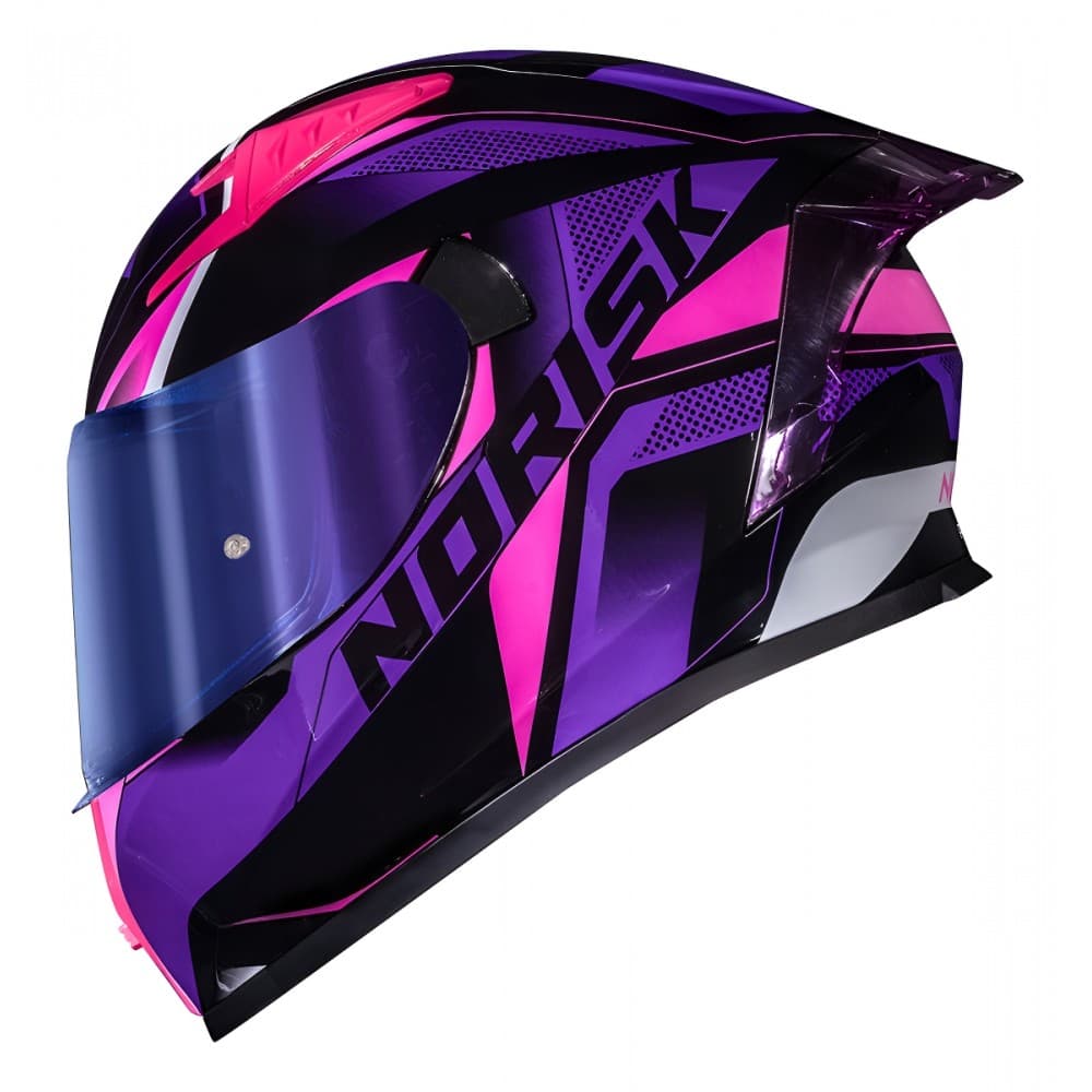 Capacete Moto Feminino Norisk Flow Pulse Roxo Rosa C/ Spoiler + Viseira Extra Lançamento