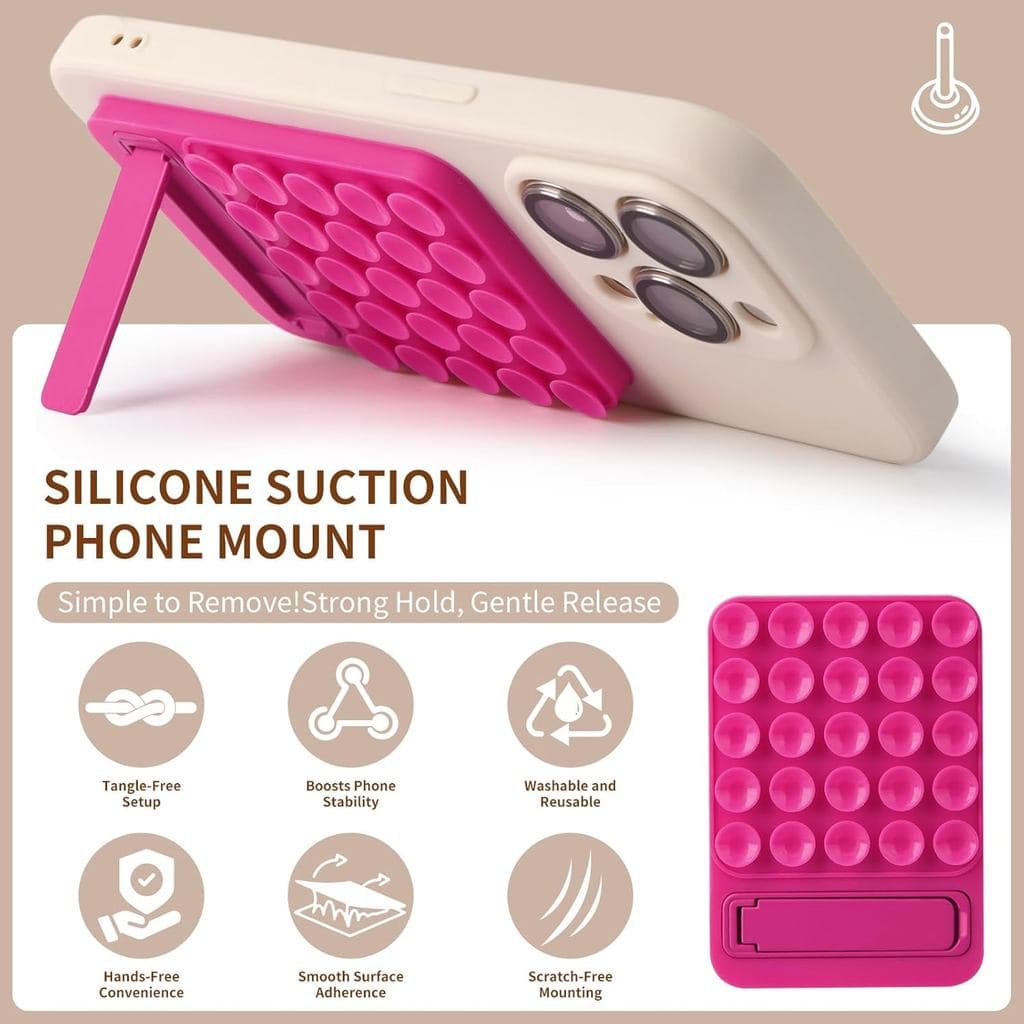Punho De Telefone De Silicone 2 Em 1 Com Ventosa E Suporte-Multiângulo Universal Para Todos Os Modelos , Perfeito Selfie
