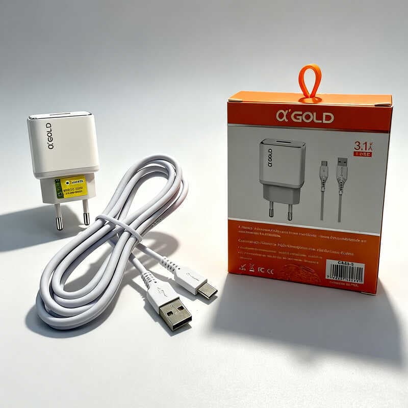 Carregador Rápido AGOLD V8 3.1A - Compatível com Micro USB, Carregamento Eficiente 1 Porta