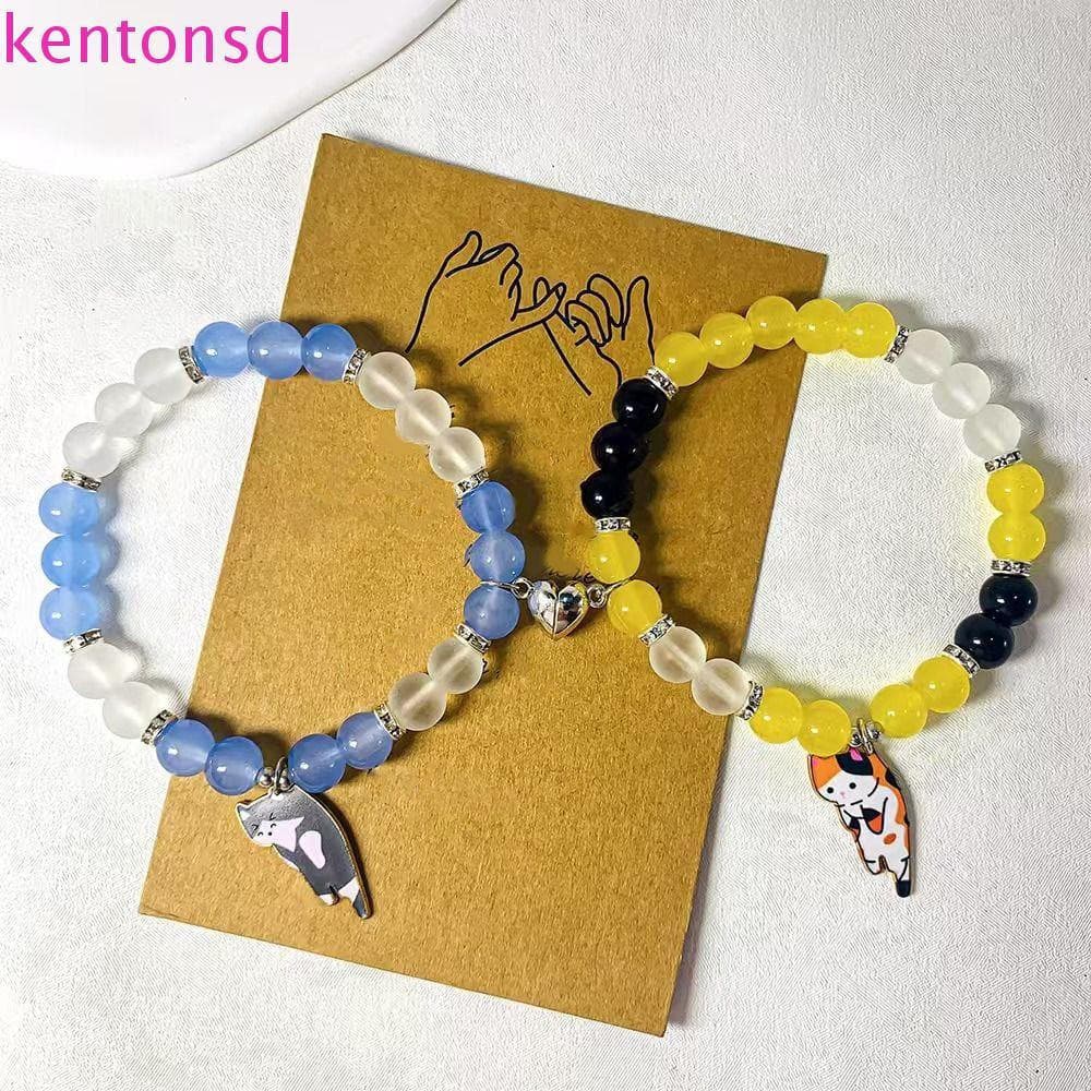 Par de Pulseiras de Amizade para Casais KENTONSD, Estilo de Casal com Contas em Forma de Coração ECXW