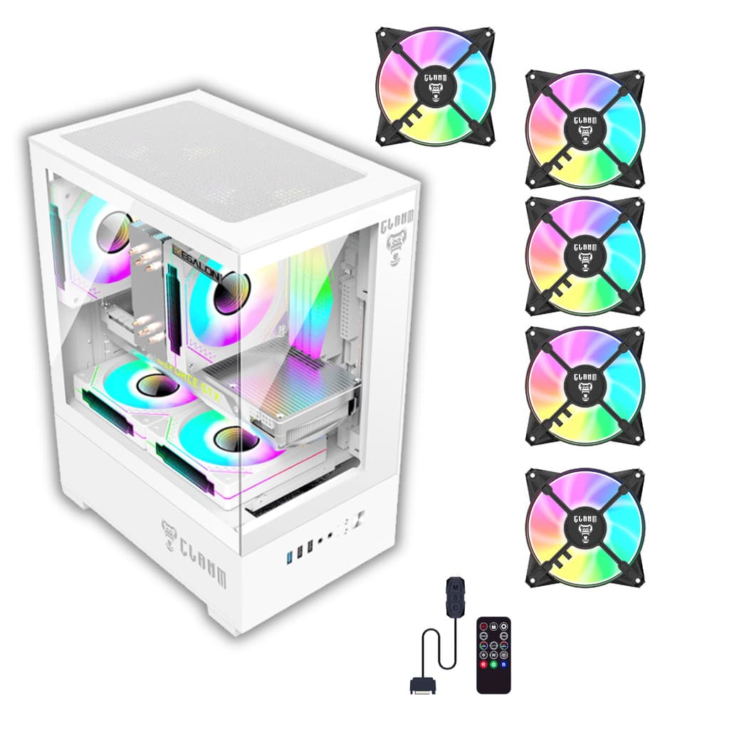 Gabinete Gamer Snow Megalon + 5 Fans ARGB Controladora Clanm