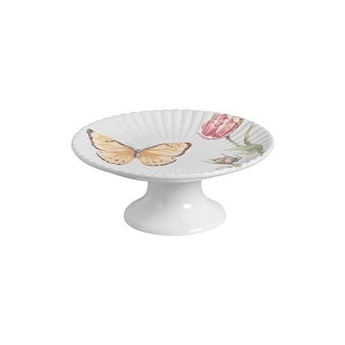 Prato Bolo c/Pé Ceramica Butterfly 27x11cm Scalla